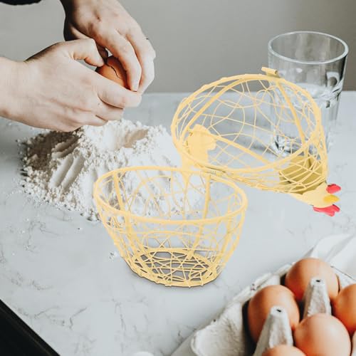 Cesta para huevos de hierro Beaupretty con acabado artesanal resistente para el hogar 7