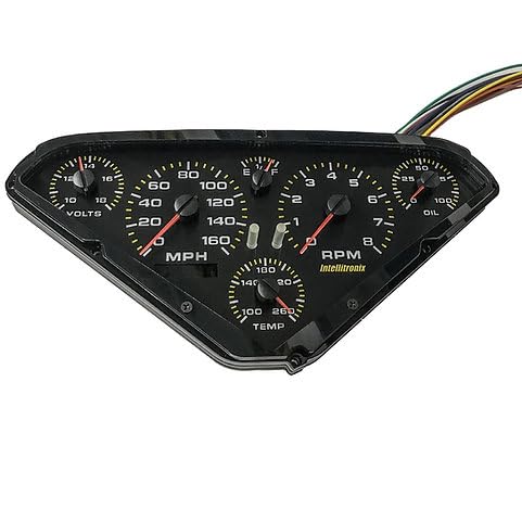 Intellitronix 1955-1959 Chevy Truck Analog Gauge Cluster Replacement, Black Faceplate, GPS Speed, Water & Oil Press Sending Units Included AP6000-S9020