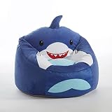 Heritage Kids Shark Round Figural Kids Bean Bag Chair , Blue, Large