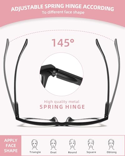 LADEESSE Readers for Women Oprah Style 3 Pack Square Reading Glasses with Spring Hinge Blue Light Blocking Ladies(2.50) - Image 3