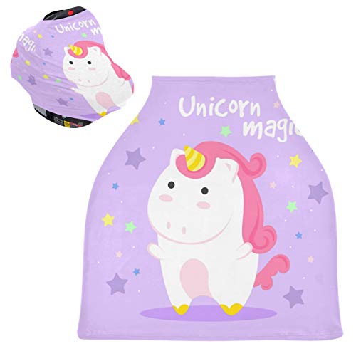 かわいい魔法のユニコーンベビーカーシートカバーキャノピー伸縮性看護カバー幼児用母乳の男の子の女の子のための通気性防風冬のスカーフ