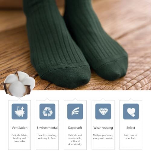 Image of Women Crew Dress Socks Cotton Solid Color Slouch Sock for Dressy Shoes 5 Pack