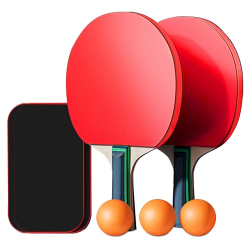 Juego de Raquetas de Tenis de Mesa, Set Portátil de Tenis de Mesa, 2 Bates de + 3 Bolas de + Caja de Almacenamiento, Mesa de Ping Pong Exterior, Interior