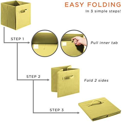 Sorbus® 11 Inch Cube Storage Organizer Bins - 6 Pack - Foldable Storage Cubes - Rectangular Shelf Basket - Great For Nursery, Playroom, Closet, Home Organization (Multi - Blue, Light Green, Yellow) #TOP3