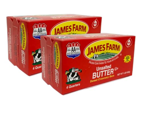 Generic James Farm Sweet Cream Unsalted Butter - 1 Lb (4 Quarters)= Pack of 2