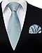 HISDERN Plaid Ties for Men with Pocket Square Set Silver Grey Men’s Necktie Handkerchief for Wedding Party Formal Casual Mens Tie