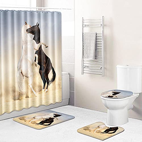 Claean-Acces-Home Wc Deckelbezug Badezimmer Set Wc Duschvorhang Badetuch Wasseraufnahme Fuß Pad Wohnzimmer Teppich…