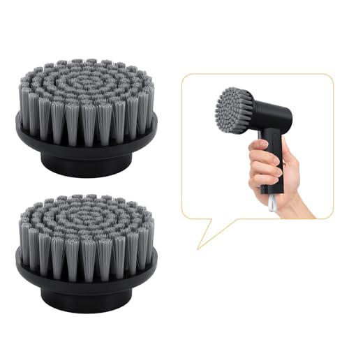 Image of 2Pcs Flat Brush Heads for Electric Spin Scrubber Cleaning Floors, Tiles, Countertops, Walls(Black)