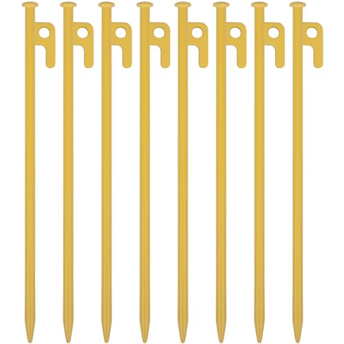 Image of 8 Pack Tent Stakes Heavy Duty 12 inch Steel Tent Pegs for Camping Unbreakable and Inflexible-Yellow