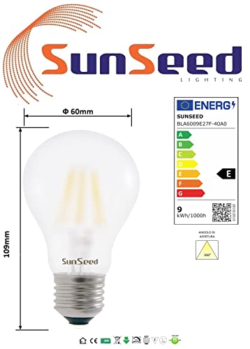 SUNSEED 10 X E27 9W (Equivalent to 83W) Filament LED Frosted GLS Light Bulb A60 Neutral White 4000K, Pack of 10 - Neutral White 4000k - Image 4
