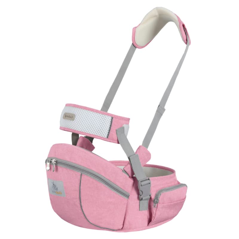 Image of Baby Hip Seat Carrier Baby Waist Stool for Child Infant Toddler with Adjustable Strap Buckle Pocket Soft Inner Huge Storage (Light Pink)