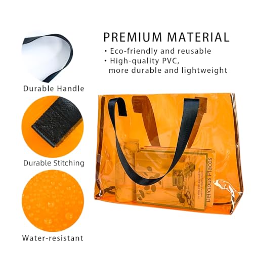 Image of Clear Large Tote Bag - Versatile, Waterproof, Stain Resistant, Transparent Shoulder Tote Bag for Work