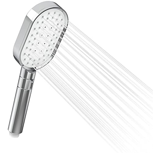 Handbrause Duschkopf, Yanavee 3 Strahlarten Duschkopf mit Knopf zur komfortablen Umstellung der Strahlarten Universal Duschbrause Wassersparend Hochdruck Duschköpfe für Baden und Spa, Chrom Cover