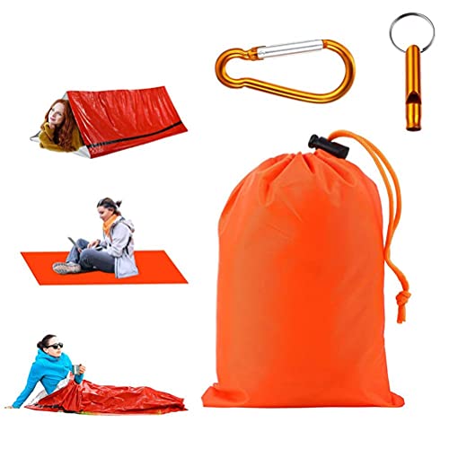 SUNGOOYUE Emergency Cold Proof Sleeping Bag, Survival Bag for Camping, Picnic Mat, Emergency Survival Sleeping Bag, with Whistle and (1)