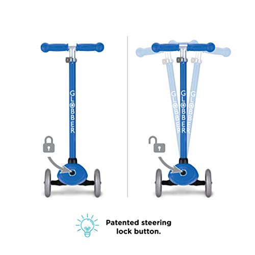 Globber Primo - Tretroller Kinder, 120/80 mm, ABEC 5, 3-r&auml;drig, h&ouml;henverstellbar, dunkelblau