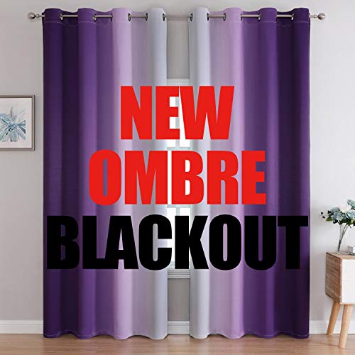 Image of G2000 Blackout Curtains & Drapes for Bedroom Living Room 95 Inches Long Purple and Greyish White Room Darkening Window Treatments Ombre Thermal Insulated Light Blocking Grommet Backdrop 2 Panels Set