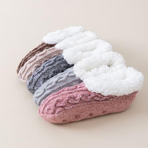 Image of Fluffy Fuzzy Slipper Socks with Grips for Women & Men for House | Unisex, Non-Slip, Thick Fleece Lined, Warm, Cozy, Sleeping, Winter, Cold Weather, Indoor Floor