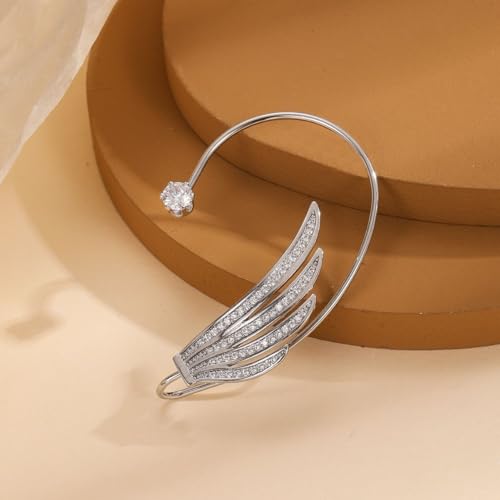 Sparkling Rhinestone Angel Wing Ear Cuffs Non-Piercing Earrings Glitter Iced Out Crystal Angel Wings Cartilage Climber Ear Wrap Prom Party Festival Ear Jewelry for Women2