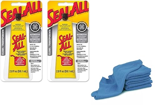 (Pack of 2) - 2 oz Eclectic Products 380100 Seal-All All Purpose Contact Adhesive + 4 Blue Commercial Shop Towels – Automotive, Industrial & Agricultural Use