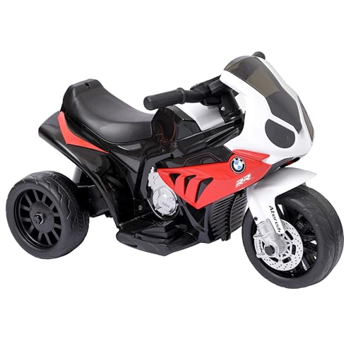 Baroni Toys Moto Giocattolo Elettrica BMW con Licenza per Bambini 1-4 Anni, Design Realistico, Manubrio Sterzante, Pedale di Accelerazione e Fanali e Suoni Funzionanti, 66x37x44 cm, Rosso