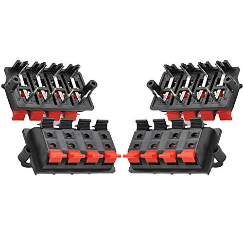 Jutagoss Stereo Speaker Terminal Connectors 8 Position 2 Row Terminal Strip Block 100V Spring Clips Jointing Clamp Test Clip Push Release Connector 5 PCS
