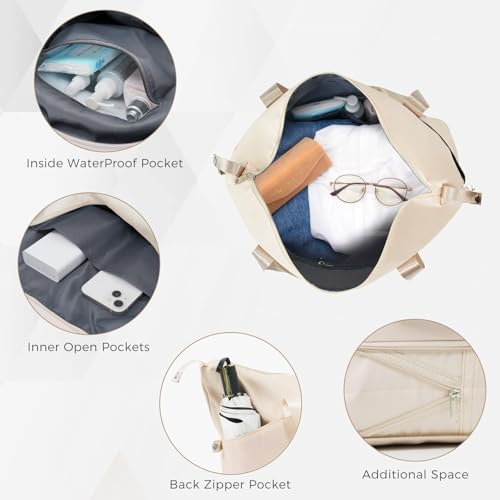 4 Piece Luggage Set - Durable ABS Hard Shell Suitcase with Travel Bag - Lightweight and Scratch Resistant - Ivory and Golden Design4