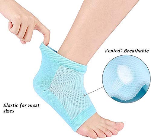 Image of Spa Gel Half Heel Socks Anti Crack Silicon Gel Heel And Foot Protector Moisturizing Socks For Foot Care, Cracks Free Size For Men And Women (Spa Gel Half Socks, 1 Pair), Blue