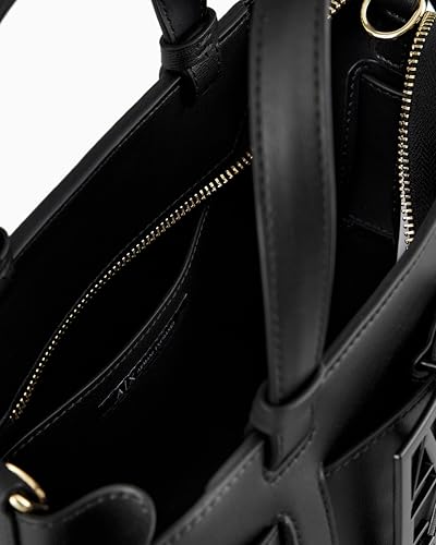Armani Exchange Women's Buckle Front Medium Structured Tote, Black, OS2