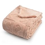 Americanflat 30x40 Jacquard Kids Throw Blanket - Soft and Breathable Mini Fleece Throw Blanket for Couch, Bed, Chair - Fleece Blankets Perfect for Home, Bedroom, or Outdoor Use - Heart Design in Pink