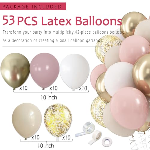 Image of Boho-Pink Birthday Decorations, Happy Banner, Women Paper Lanterns Honeycomb, One Sweet Peach Streamers Garland, Retro Blush Pink Beige Metallic Gold Balloon for Birthdays Party Decor