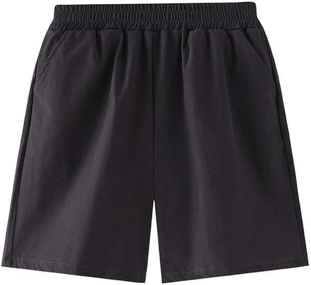 Kids' Quick-Dry Shorts - Breathable Outdoor Shorts for Boys & Girls, Lightweight Solid Color Athletic Playwear Black