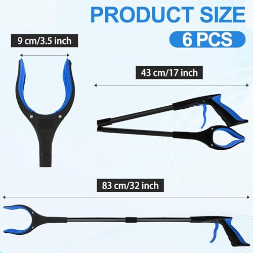 Image of Grabber Reacher Tool - 32 inch Extra Long Foldable Gripper and Reaching Tool - Heavy Duty Pick Up Stick Grabbers for Seniors, Trash, Surgery Recovery Must Haves Gifts (Black Blue)