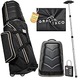 Hard Case Top 1680D Heavy Duty Oxford Fabric Travel Bag for Airlines with Wheels - Includes Custom Cover, Support Rod and TSA Lock. Excellent Protection, Foldable, Lightweight and Durable