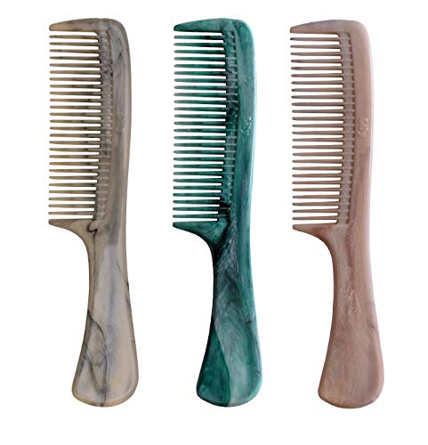 Image of LILY Men's /Women's Grooming Marble Handle Hair Combs, Pack of 3