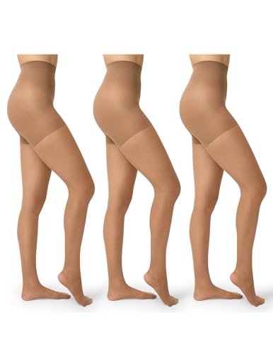 No nonsense Womens Great Shapes All Over Shaping Tights Slimming Control for Flawless Definition and Confidence Sun Tan - 3 Pair Pack E