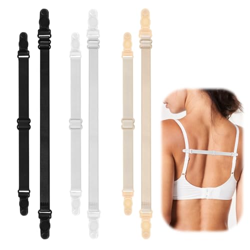 Prasacco 6 Pcs Bra Strap Holders for Slipping, Women's Elastic Bra Strap Holder Bra Clips to Make Racerback Conceal Straps Bra Accessories