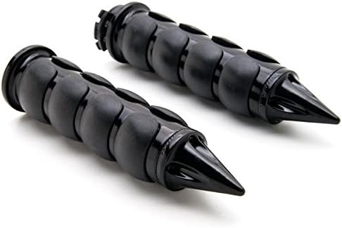 Krator TRHB114AB Black Hand Grips (Spike Comfort Rubber Motorcycle Cruiser Bike Handlebar (1")
