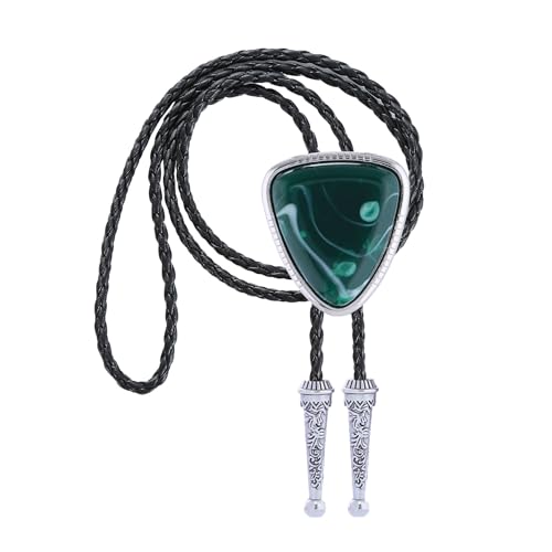 Image of Btilasif Bolo Tie for Women, Vintage Turquoise Bolo Tie for Men, Western Cowboy Triangle Stone Leather Neckties