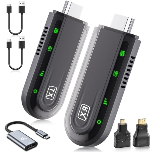 Image of Dnogjo Wireless HDMI Transmitter and Receiver 4K, Plug & Play 2.4G/5G Portable Wireless HDMI Extender Kit, 1080P/60Hz for Video and Audio Streaming to Monitor from TV Box/PC/Laptop/Projector