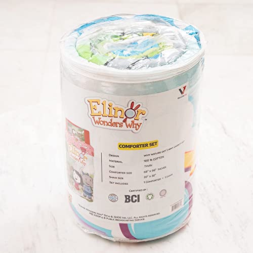 Elinor Wonders Why Ultra Soft Comforter/Sham Set For Boys, Girls, Baby, Kids, Toddler, Teen-Cartoon Polka Dot Carrot Theme Printed-Cotton Sateen Weave Super Soft Light Weight Kids Bedding-Twin Size #TOP7