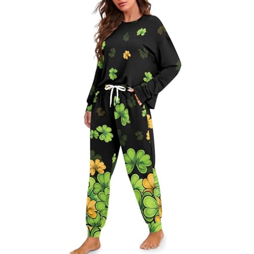 Image of Women's Pajamas Set Soft 2 Piece Loungewear Long Sleeve Pj Set Matching Sleepwear with Pockets for Women Plus Size