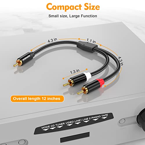 Câble audio répartiteur RCA blindé anti-interférence 30,5cm - 7