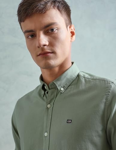 Image of Arrow Sport Solid Slim Fit Cotton Shirt for Men - Full Sleeve Mens Casual Shirts