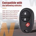 Key Fob Replacement Compatible with Toyota 2004-2015 Tacoma/2007-2015 Tundra/2004-2015 Sienna/2004-2014 Sequoia/2007-2013 Highlander Keyless Entry Remote Control for GQ43VT20T 89742-AE010(2-Pack) - Image 2