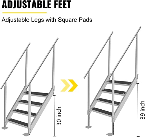 Image of VEVOR Dock Ladder 4 /5 Steps (Dock Stair-4 Step)