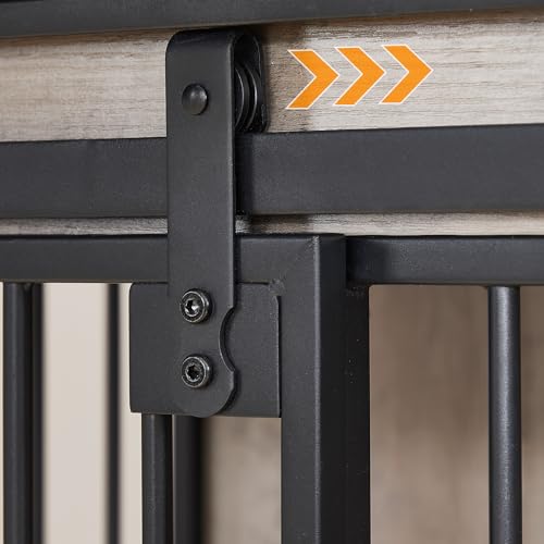 HOOBRO Dog Crate Furniture, 39.4" Heavy Duty Dog Kennel with Sliding Barn Door, Decorative Dog Crate Indoor, End Side Table for Small/Medium Dog, Greige and Black BG162GW03 by HOOBRO - Image 7