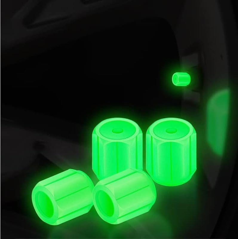 4PCS Tire Valve Caps, Tire Valve Stem Caps, Tire Air Caps Cover Fluorescent Glow in The Dark, Illuminated Auto Wheel Valve Stem Cap Car Accessories for Car (Luminous Green, 4PCS)-image-49