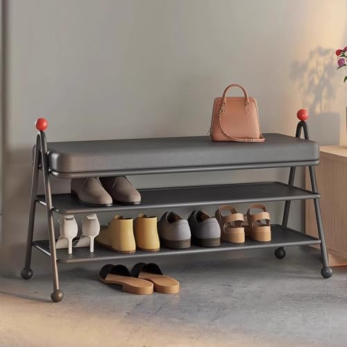 Rangement chaussures compact avec assise confortable noire - 6