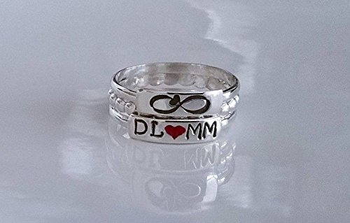 Personalized Sterling Silver Stacking Ring, Custom Initial or Couples Ring Stackable, Name Rings, Promise Ring, Infinity Ring - 3 Ring Set