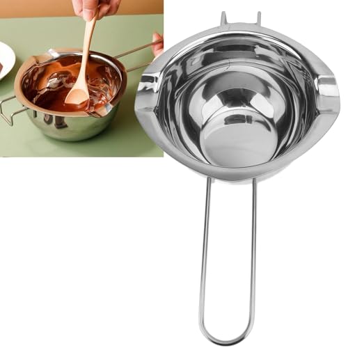 Chocolate Melting Pot, 304 Stainless Steel Candle Making Double Spouts, Ideal for Candy & Butter Melting, Anti Scald Long Handle Design